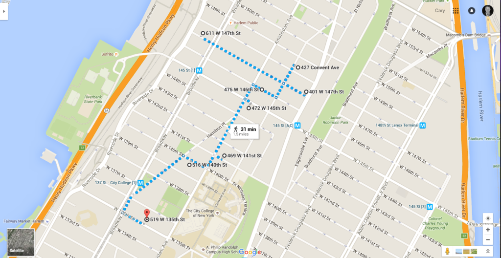 Hamilton Heights Google Map